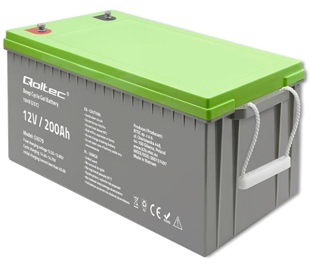Qoltec Akumulator żelowy Deep Cycle | 12V | 200Ah - 1115798 - zdjęcie 2